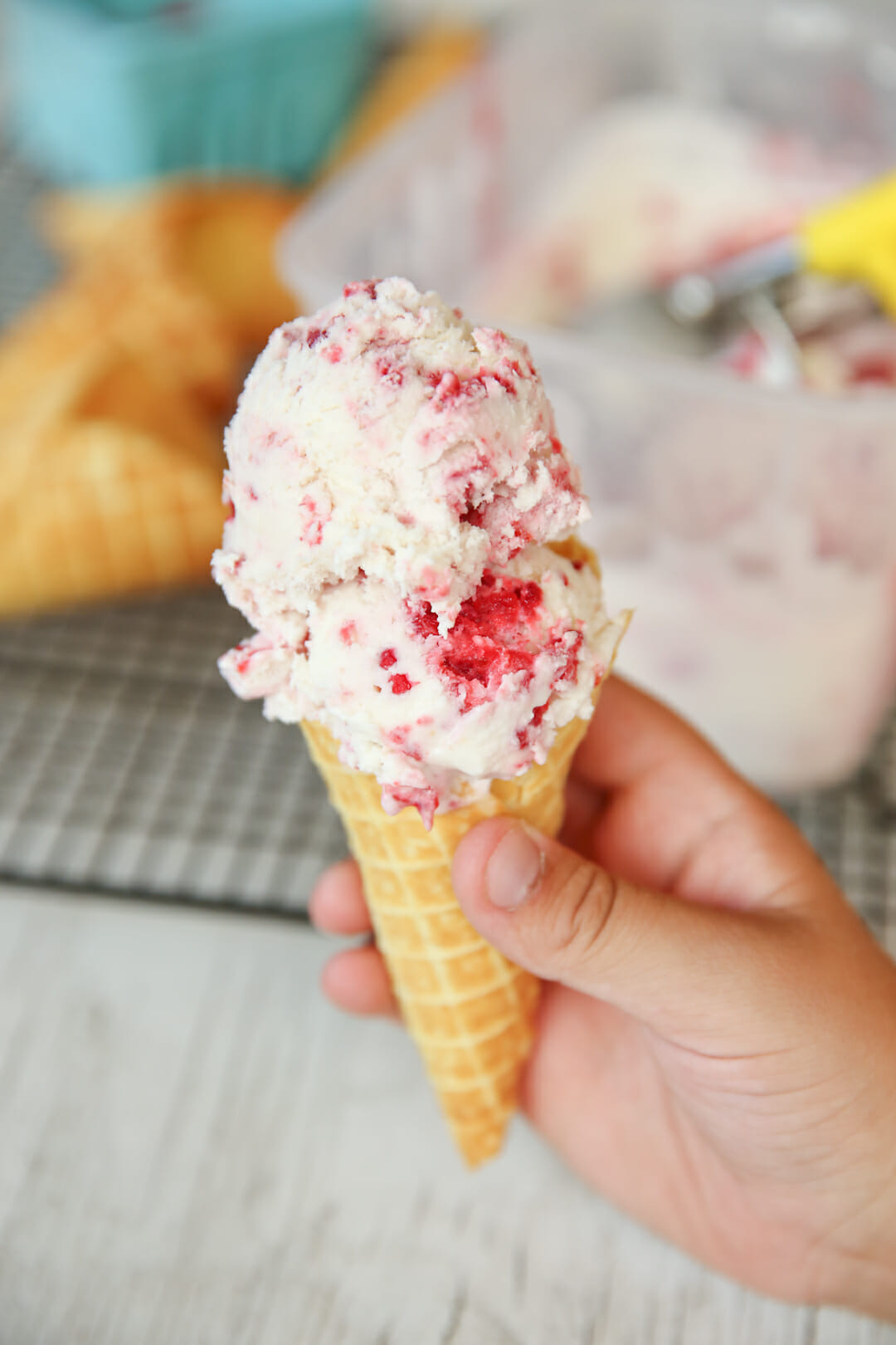 Homemade Vanilla Ice Cream Cone