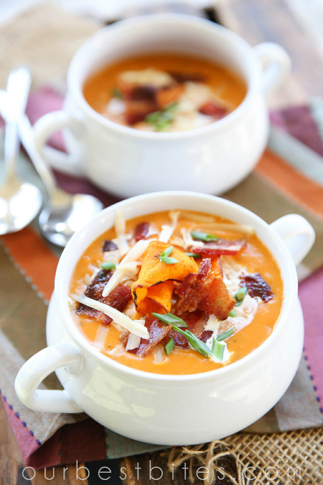 Soup Recipes- Baked Sweet Potato Soup by Our Best Bites