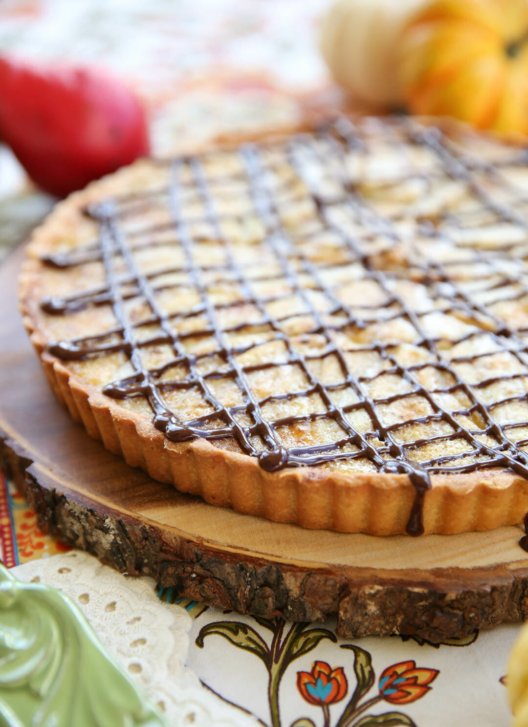 Chocolate and Custard Pear Tart - Our Best Bites