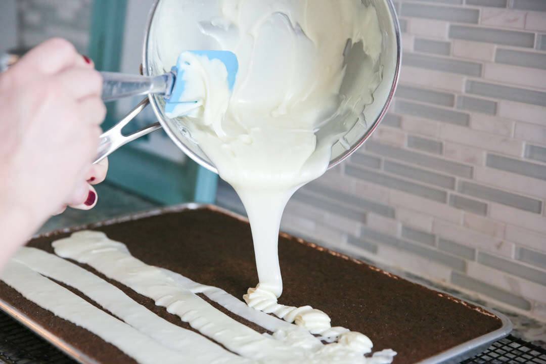 Peppermint Bark Sheet Cake