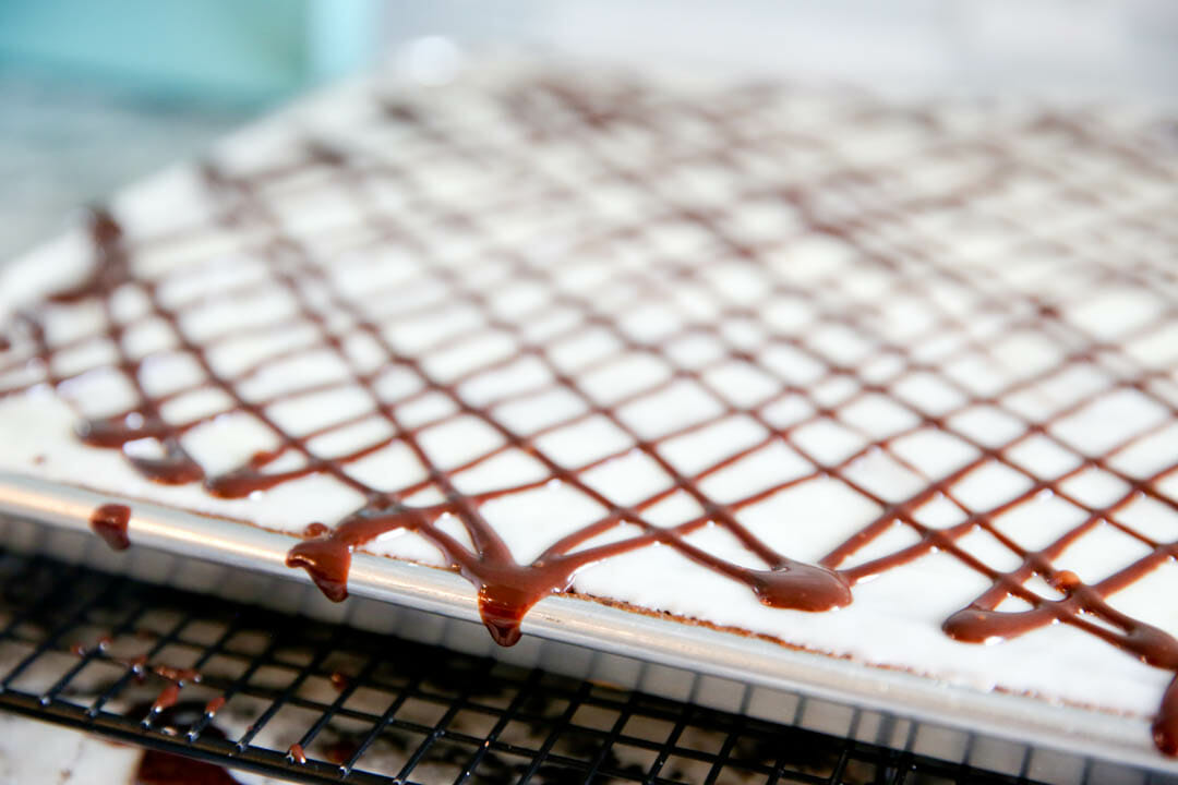 Peppermint Bark Sheet Cake