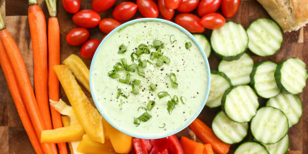 Pesto Yogurt Dip Veggie Dip Recipe Our Best Bites