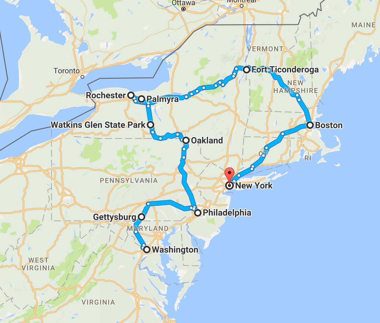 family east coast itinerary part 2