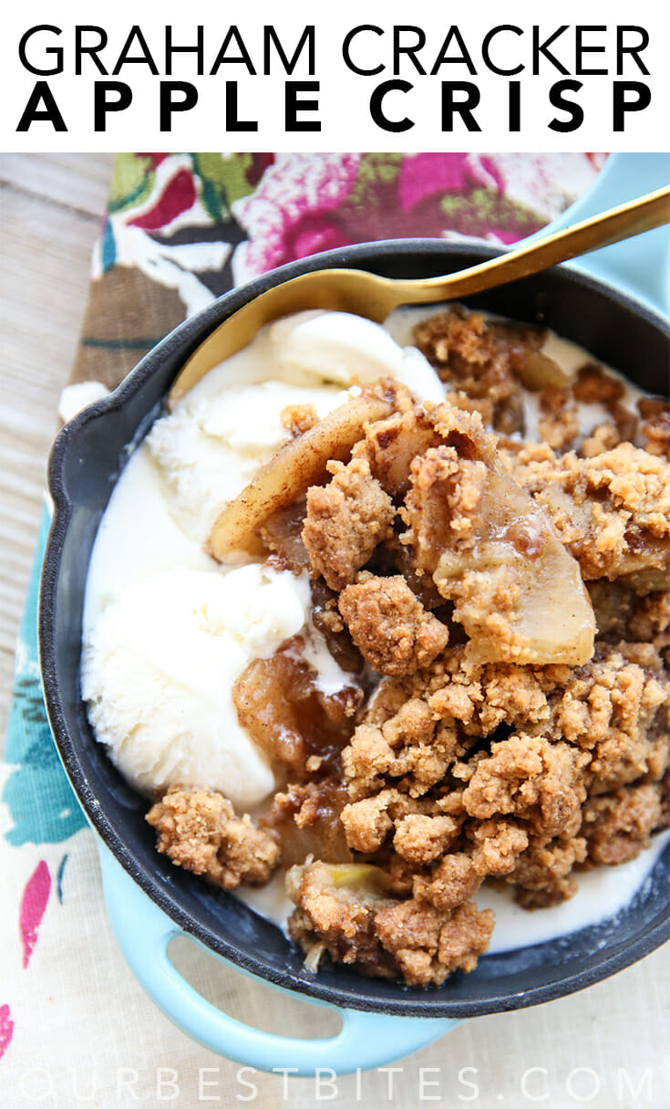 Best Apple Crisp Recipe: Warm spiced apples topped with a buttery, graham cracker crumb topping and baked to perfection. The quintessential autumn dessert! From ourbestbites.com