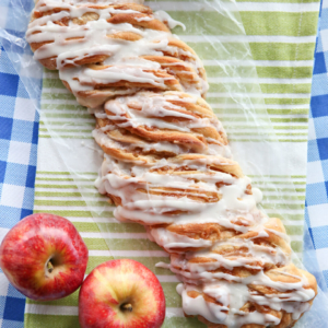 braided cinnamon apple bread served