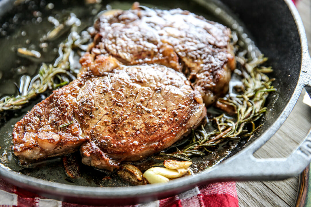 Perfect Cast Iron Steak {Herb Butter Basted!} - Plays Well With Butter