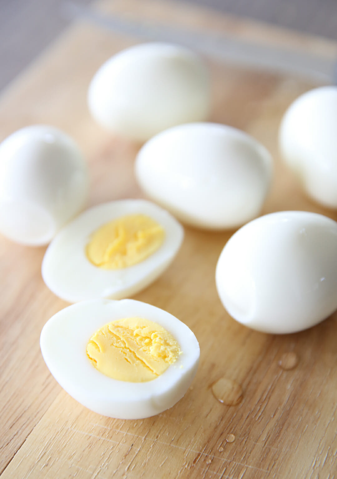 Hard Boiled Eggs on Cutting Board