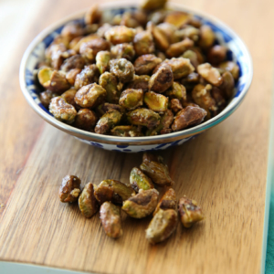 Candied Pistachios in Bowl