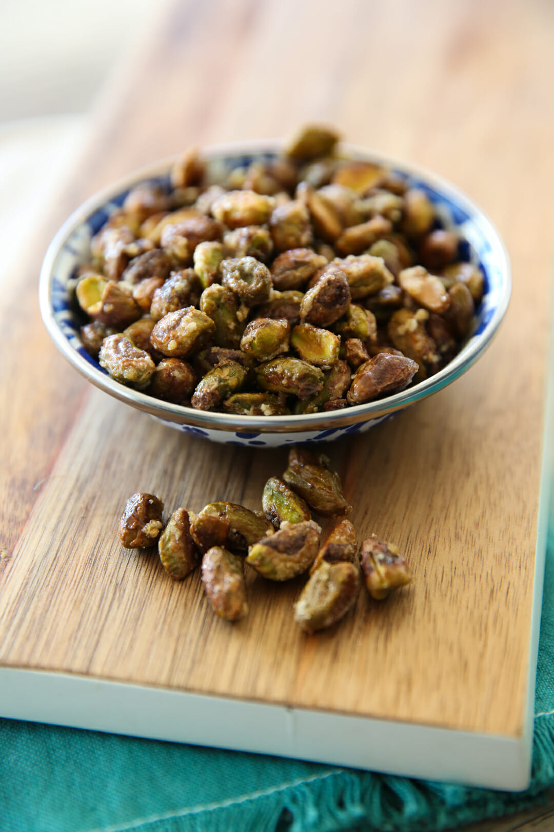 Candied Pistachios in Bowl