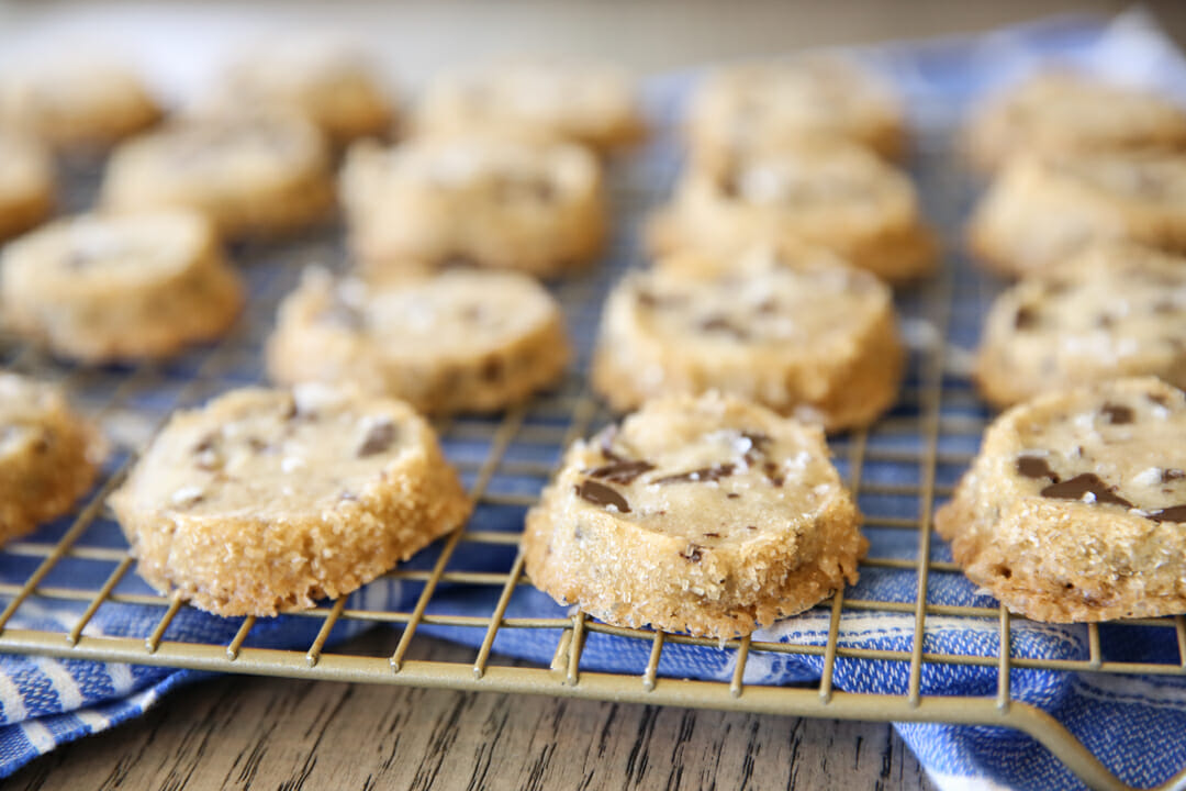 Chocolate chip shortbread baked