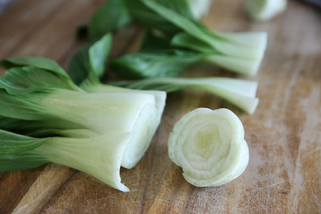 Bok Choy with ends sliced off