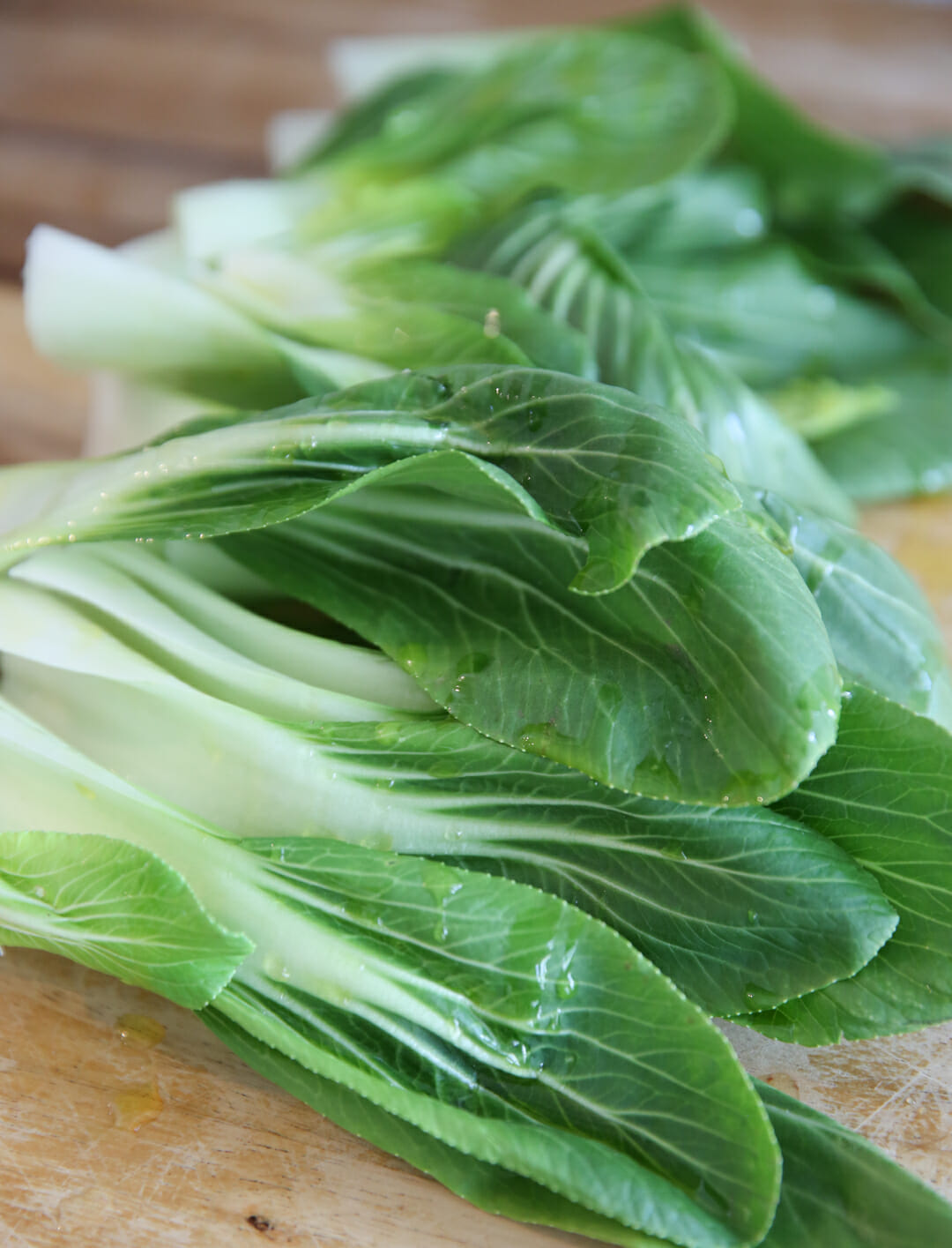 Bok Choy drizzled in oil