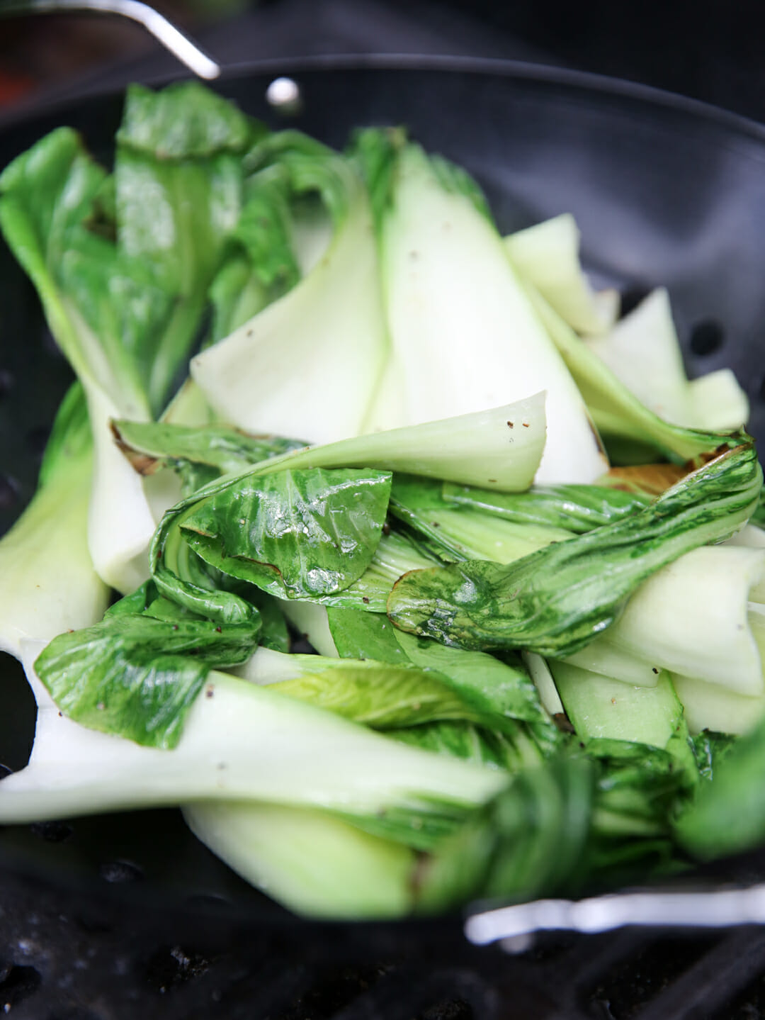 Bok Choy in Grill Basket Cooking