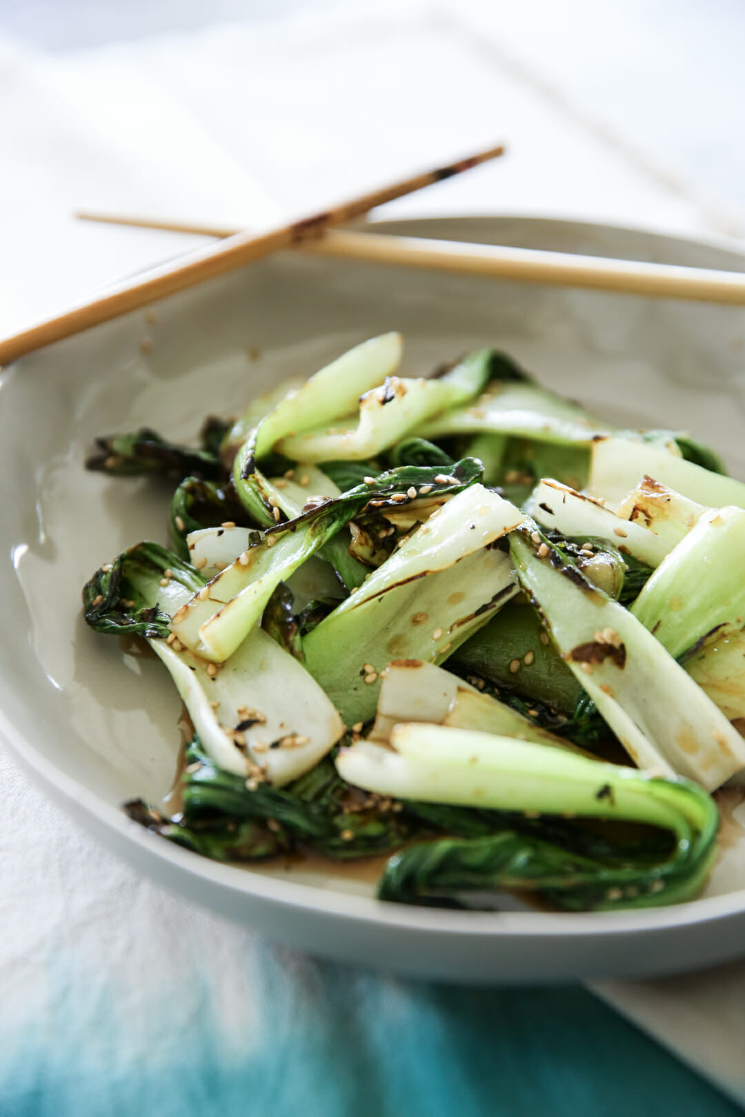 Grilled Honey Sesame Bok Choy in Bowl