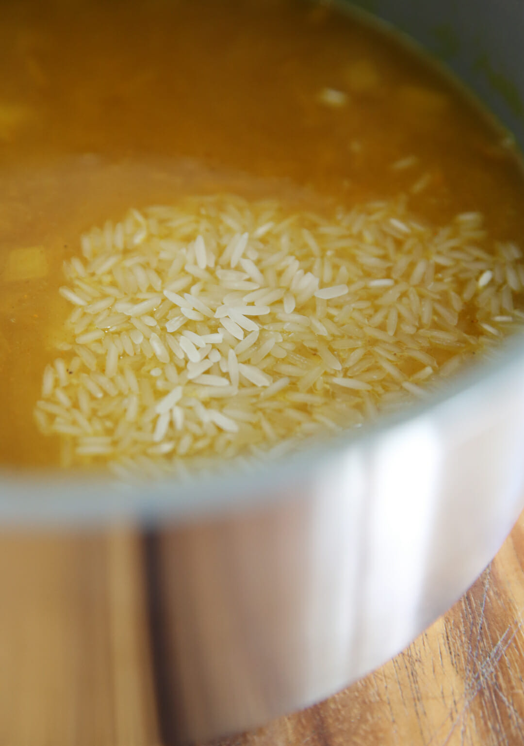 Boiling Turmeric rice