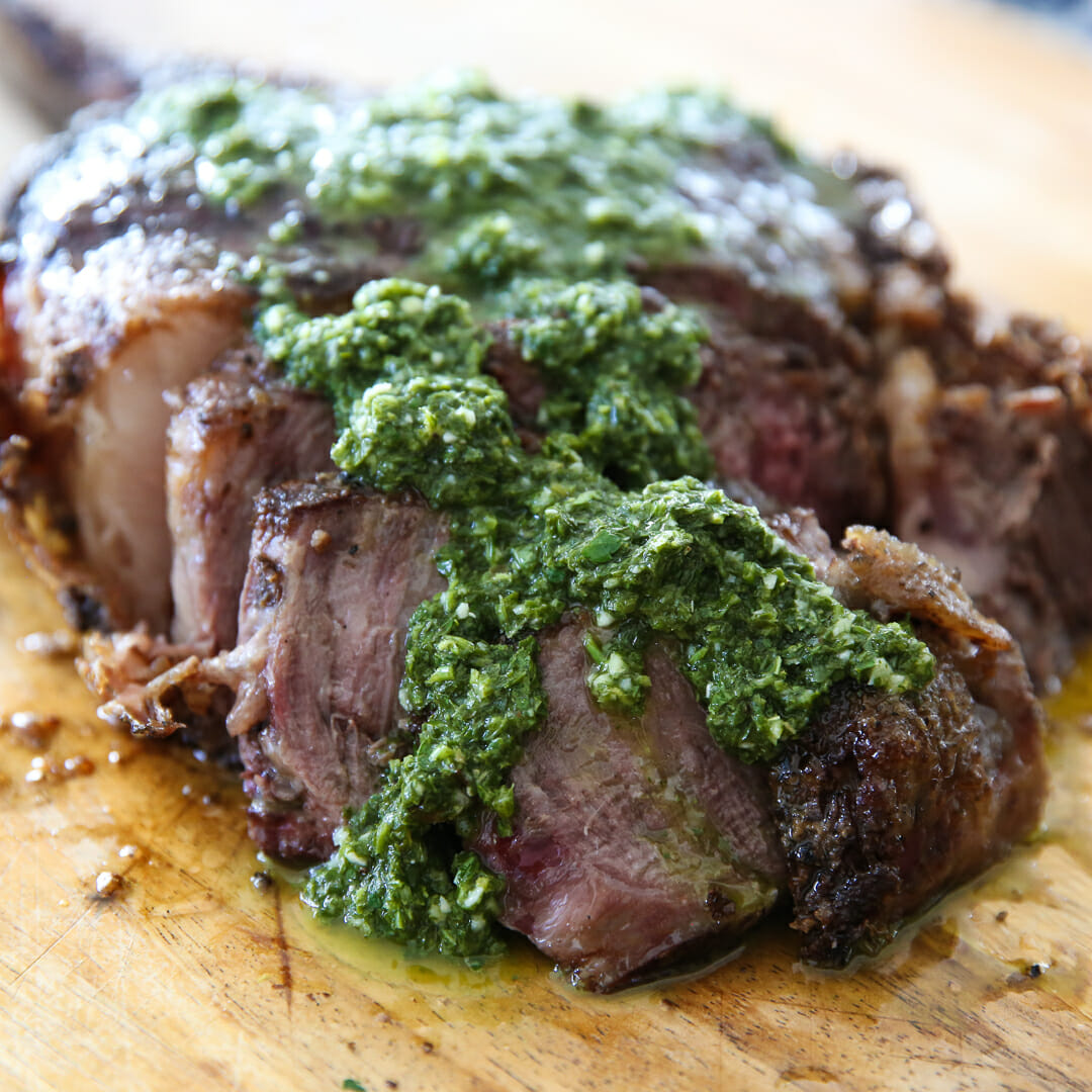 Chimichurri Sauce on Steak