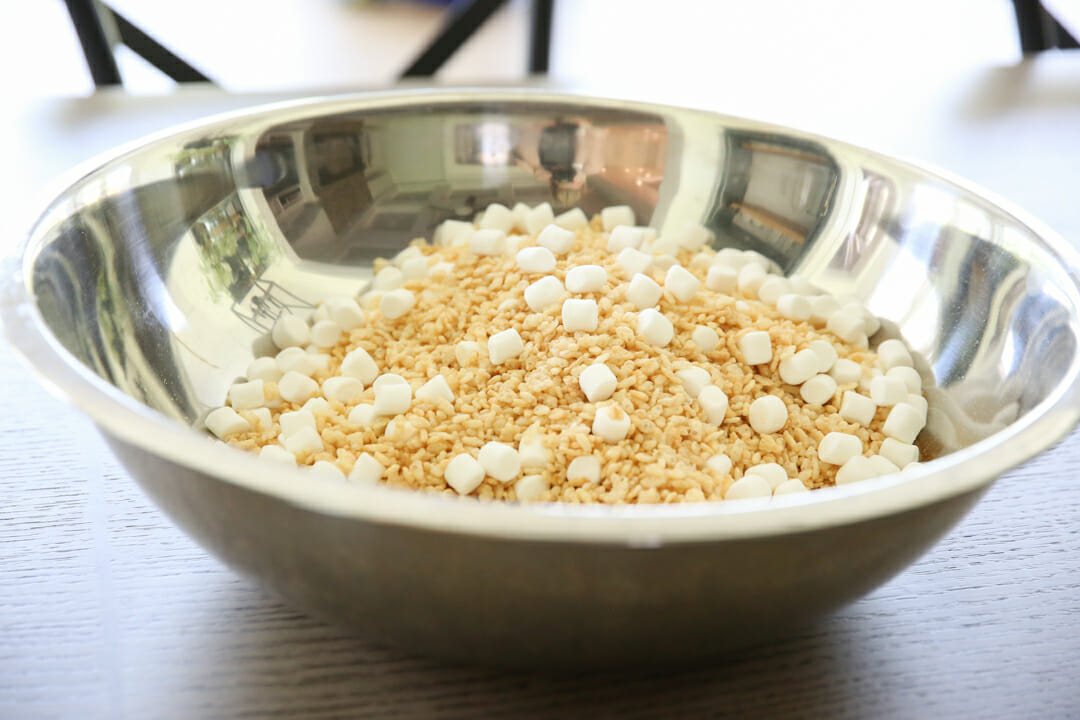 Rice Krispie Treats in large bowl