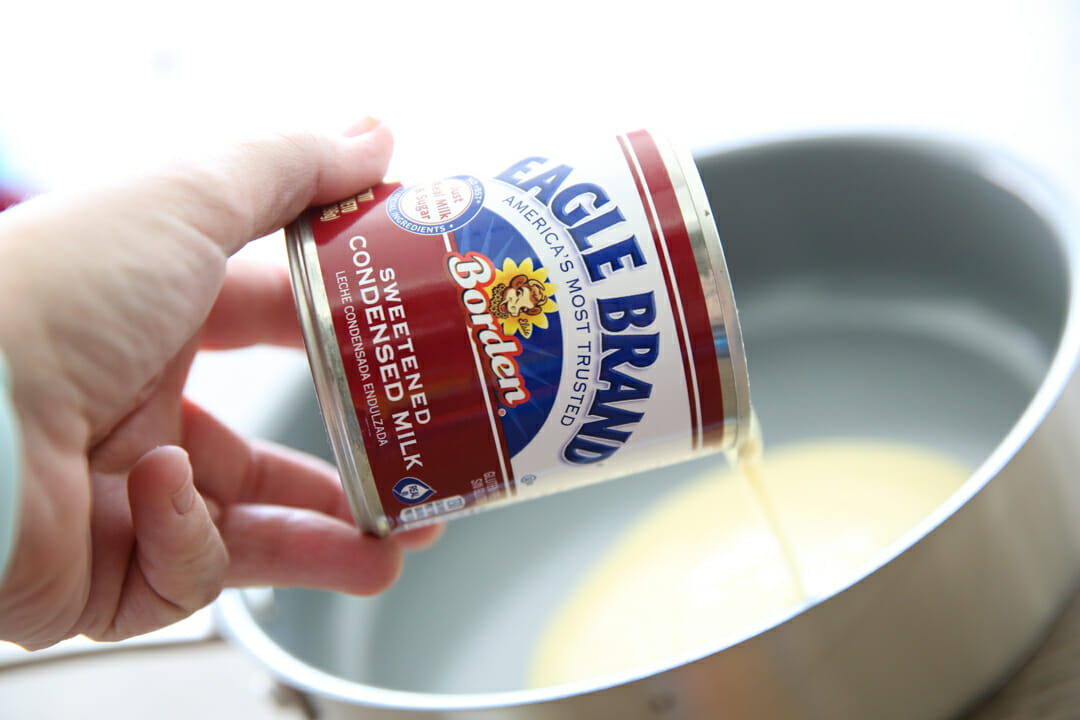 Sweetened Condensed Milk in pan 