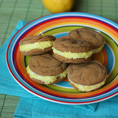Soft Gingerbread Sandwich Cookies with Lemon Creme Filling-image