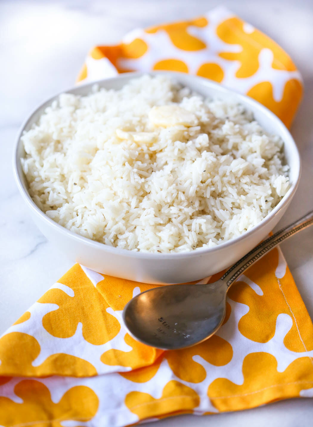 White rice cooked in a pressure cooker