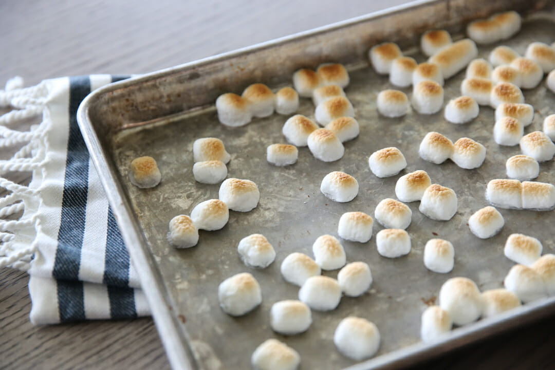 toasted marshmallow on pan