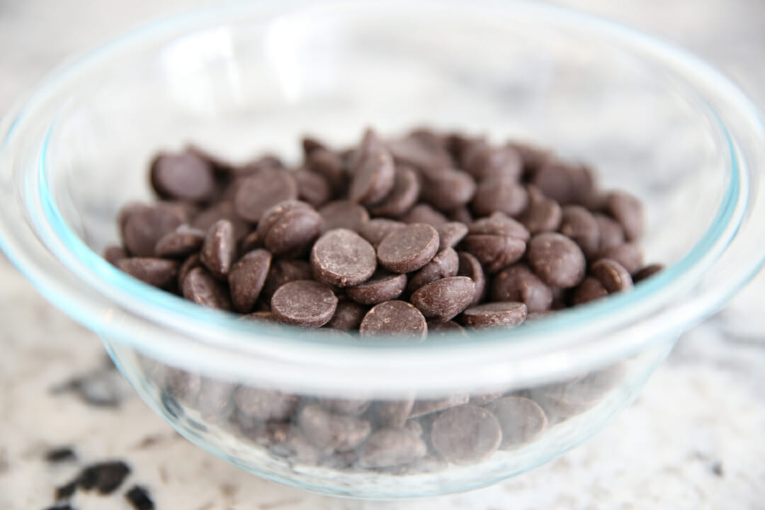 Chocolate chips in bowl