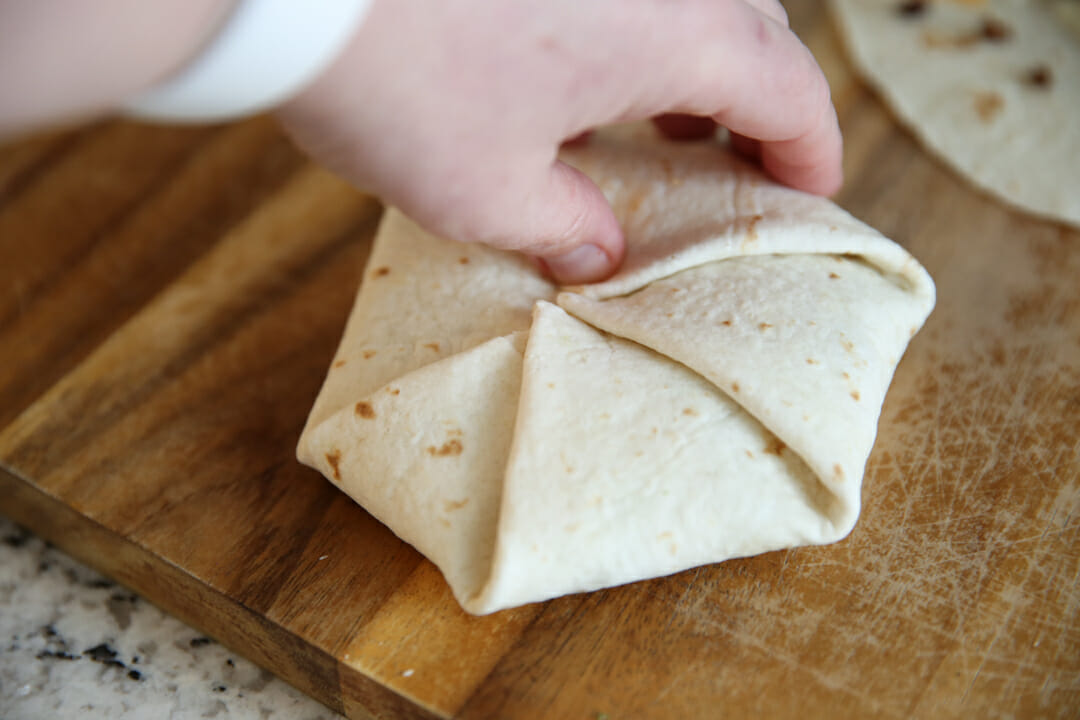 Beef and Cheese Crunch Wraps Folded on counter