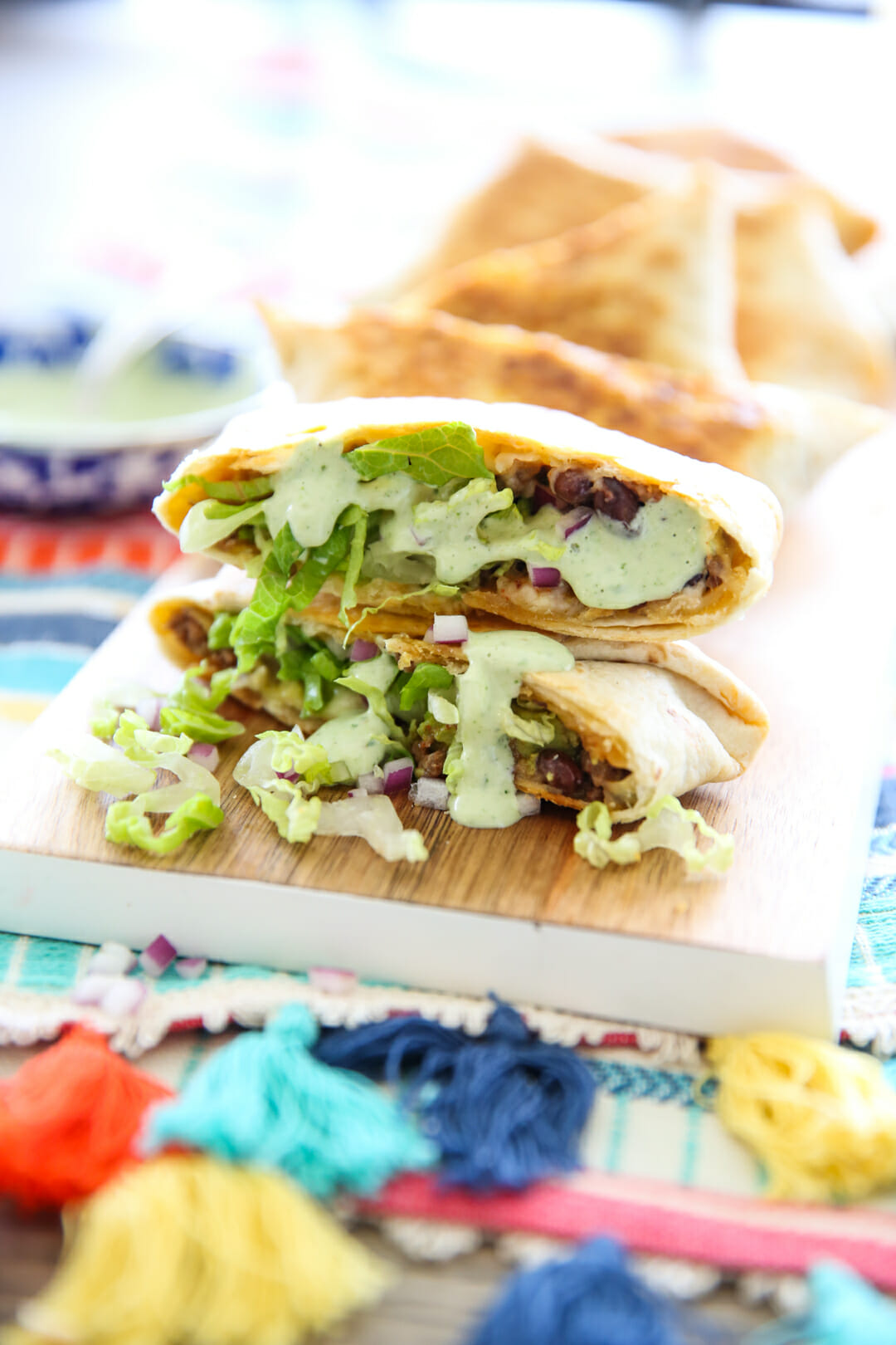 Crunch Wraps with lettuce and dressing