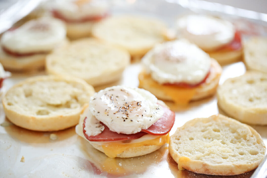 Poached eggs on sandwiches