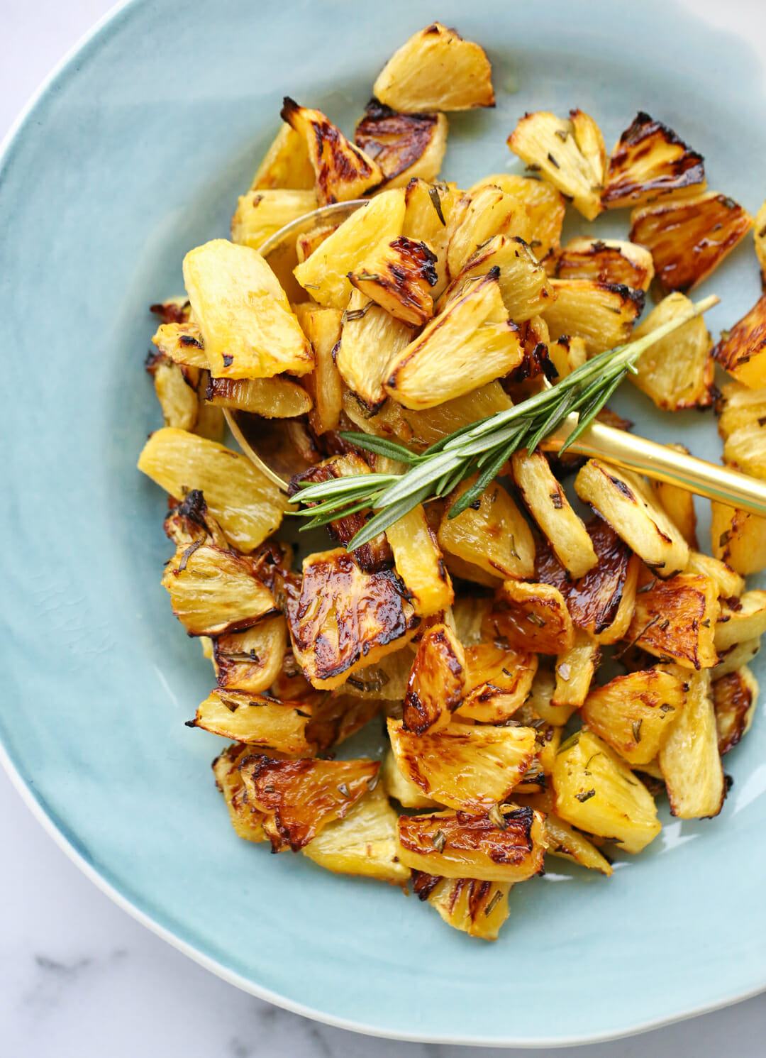 roasted pineapple on plate