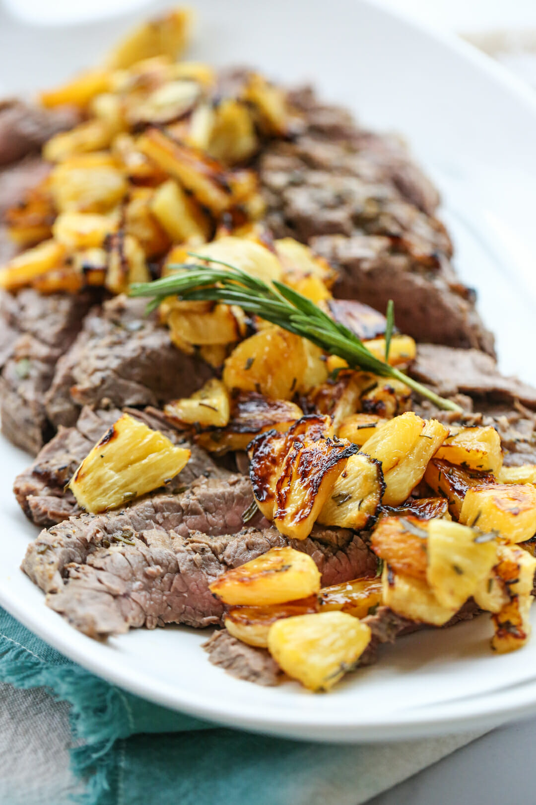 grilled steak with pineapple