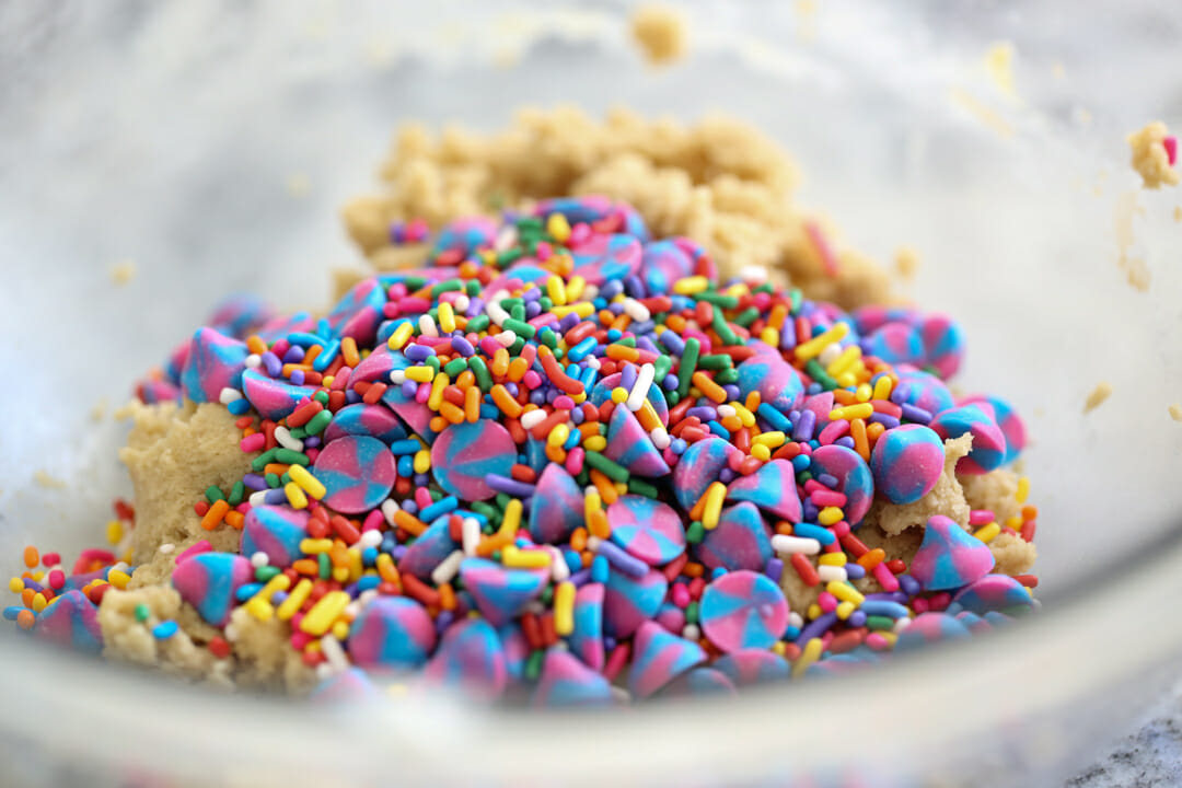 cookie dough with sprinkles and morsels