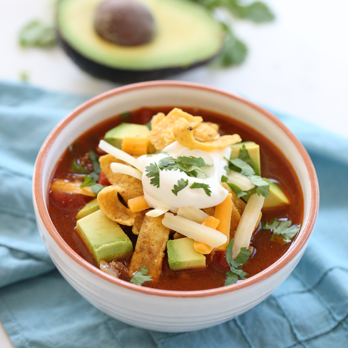 taco soup in bowl