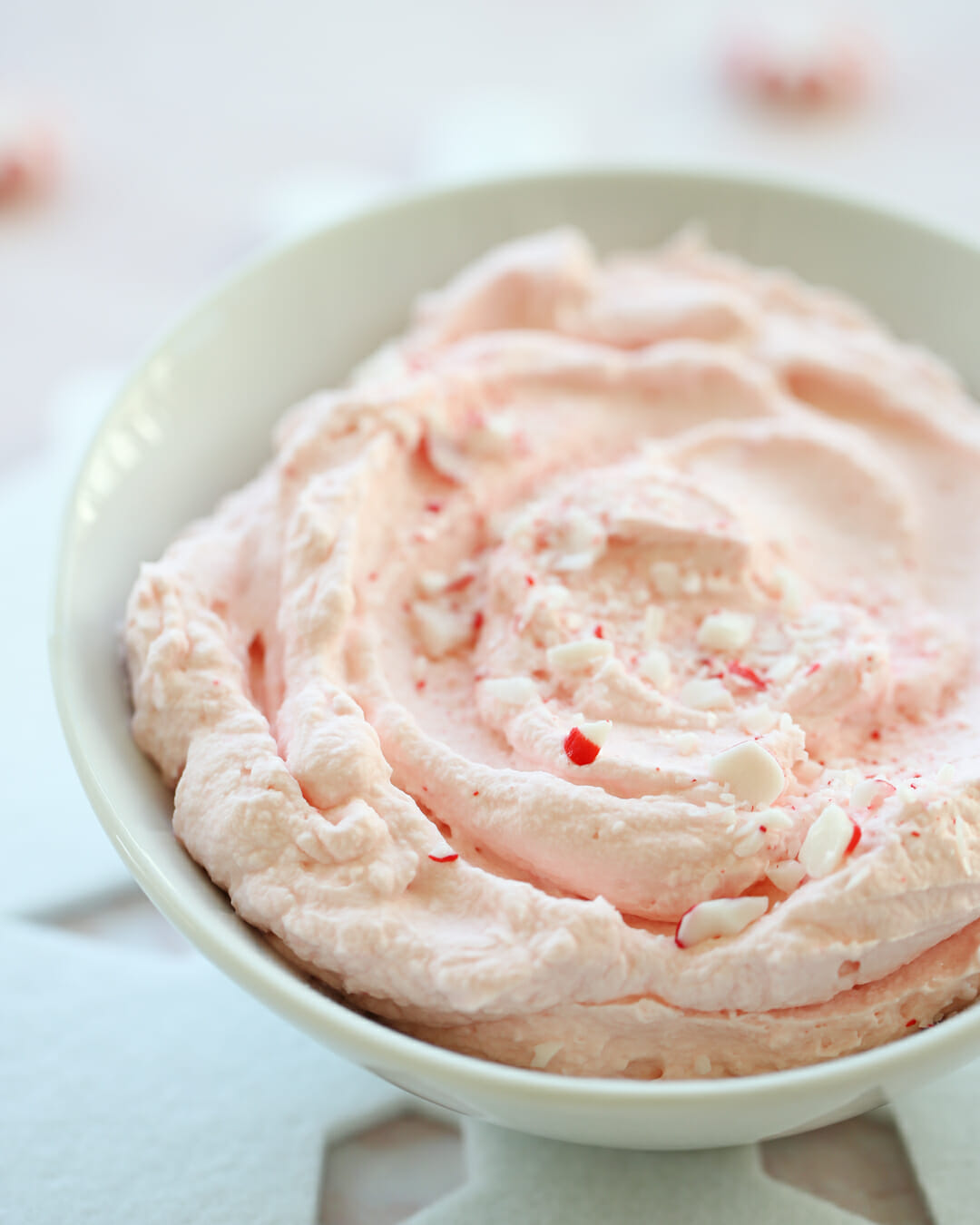 whipped peppermint cream in bowl