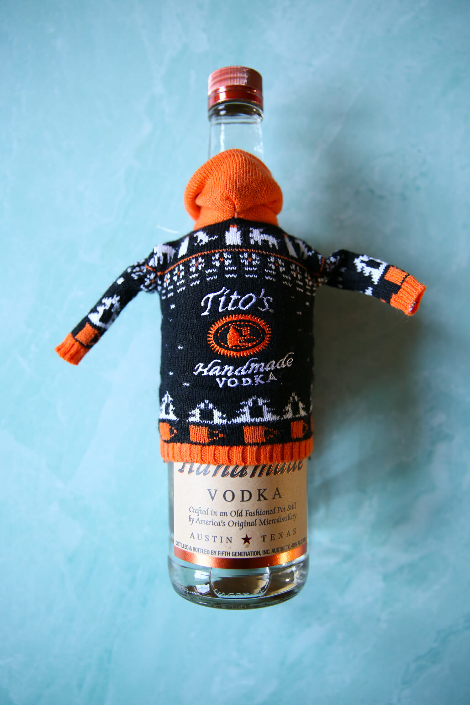 Tito's vodka with a sweater