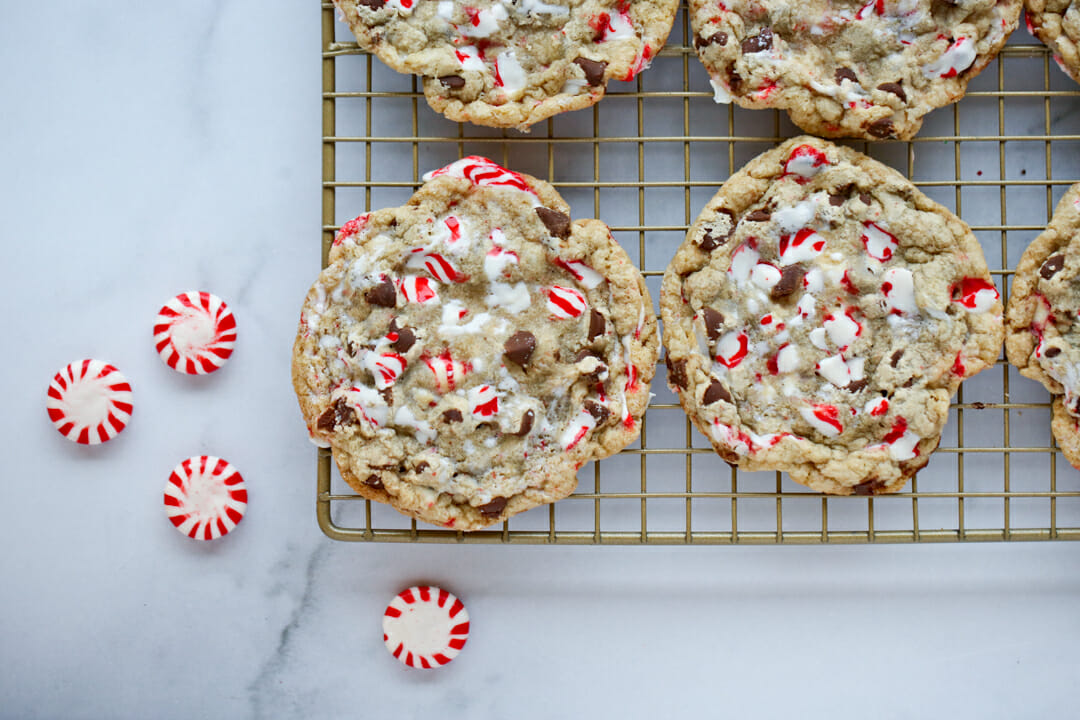 Peppermint Candy Cane Chocolate Chip Cookies