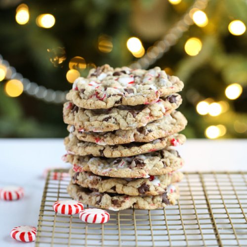 Peppermint Candy Cane Chocolate Chip Cookies - Our Best Bites