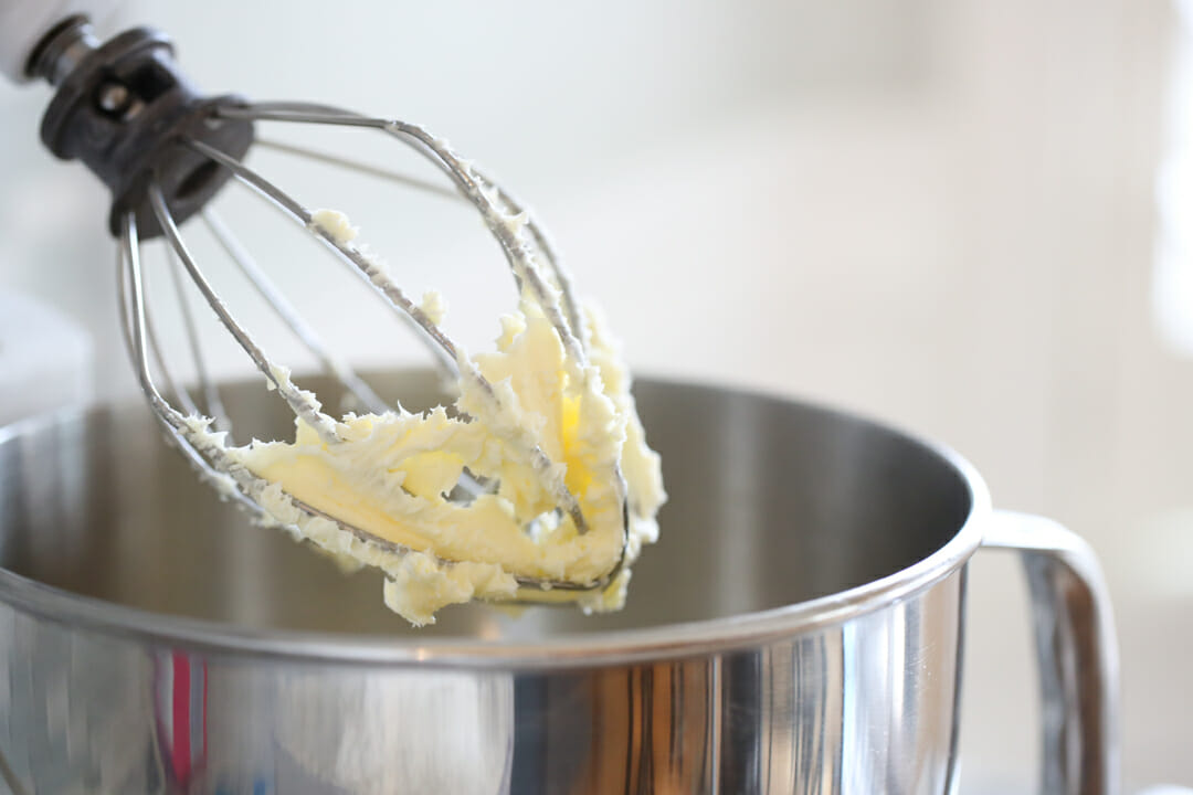 whipped butter on whisk