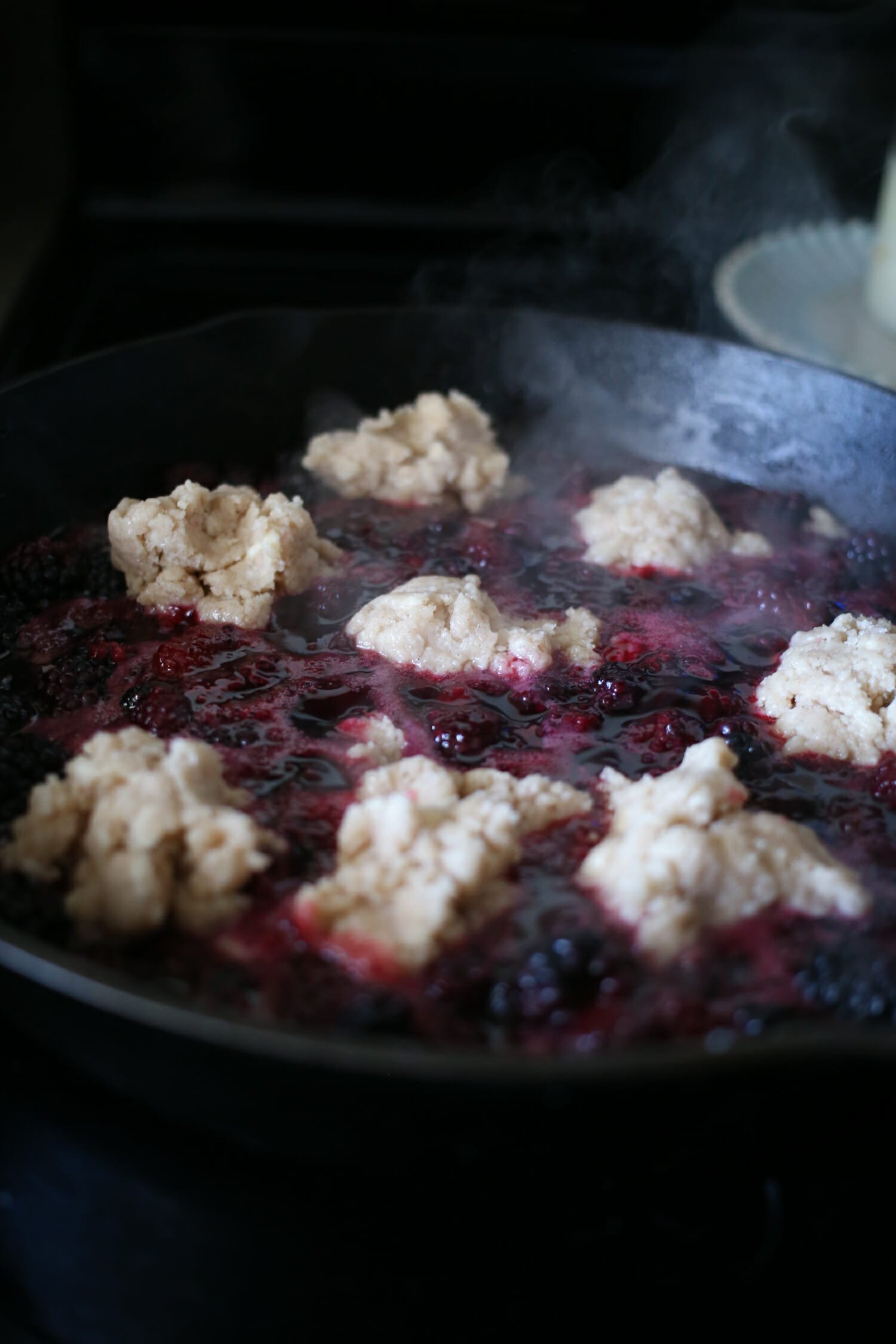 cobbler dough in berries
