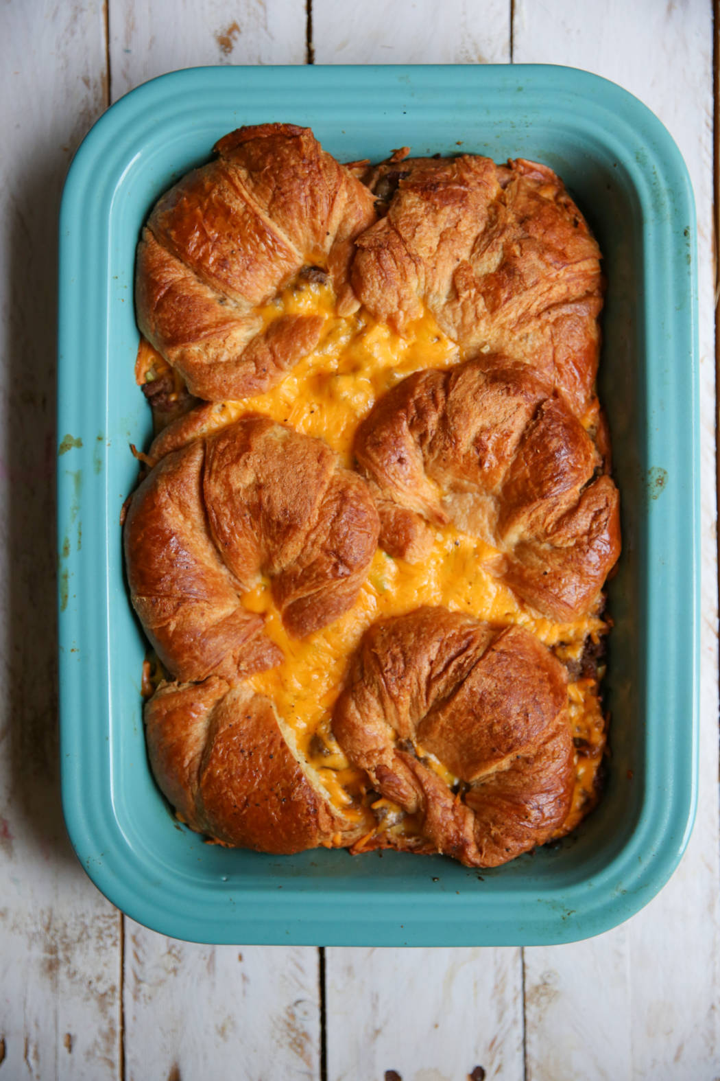 sausage egg and cheese croissant breakfast casserole