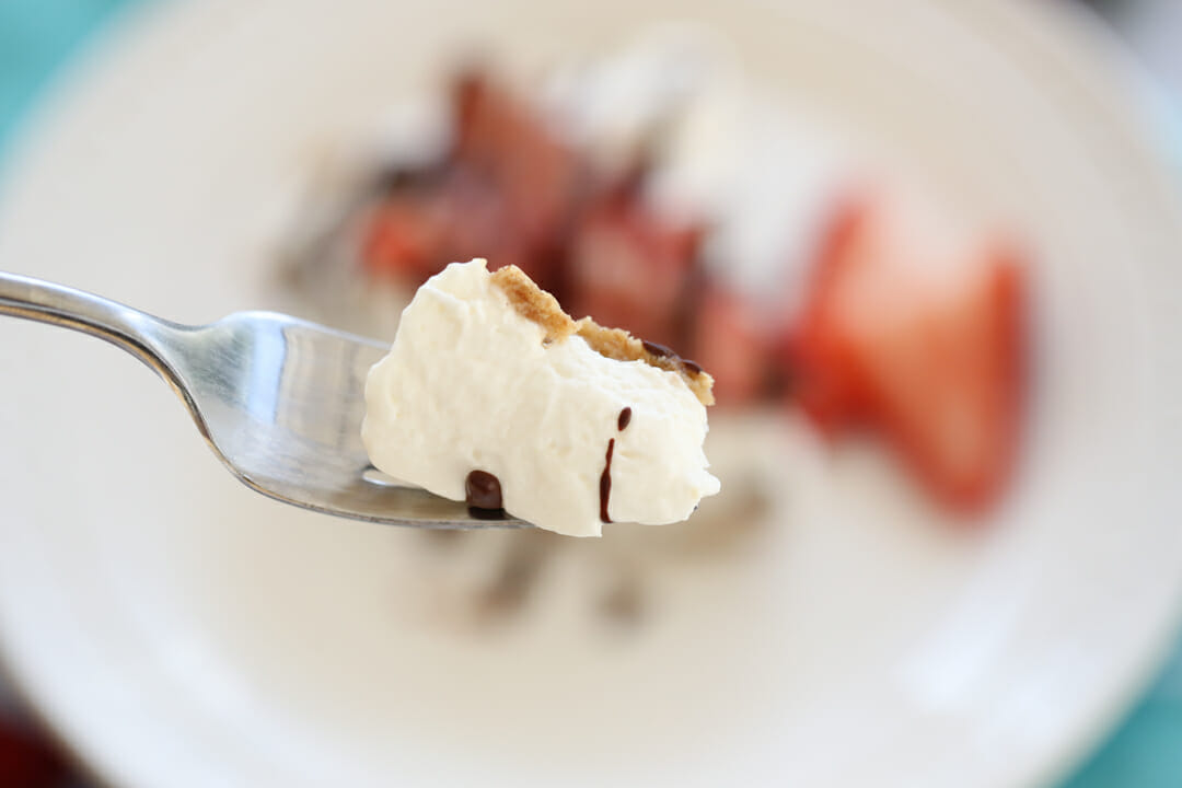 bite of no-bake cheesecake