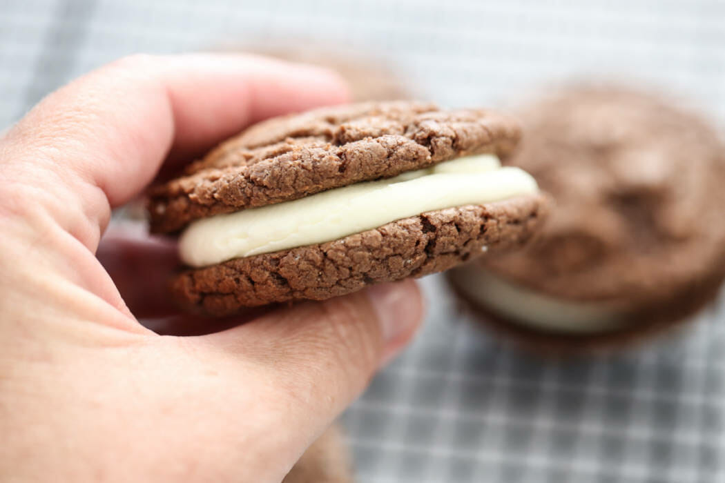 Homemade Oreo Cookies in hands