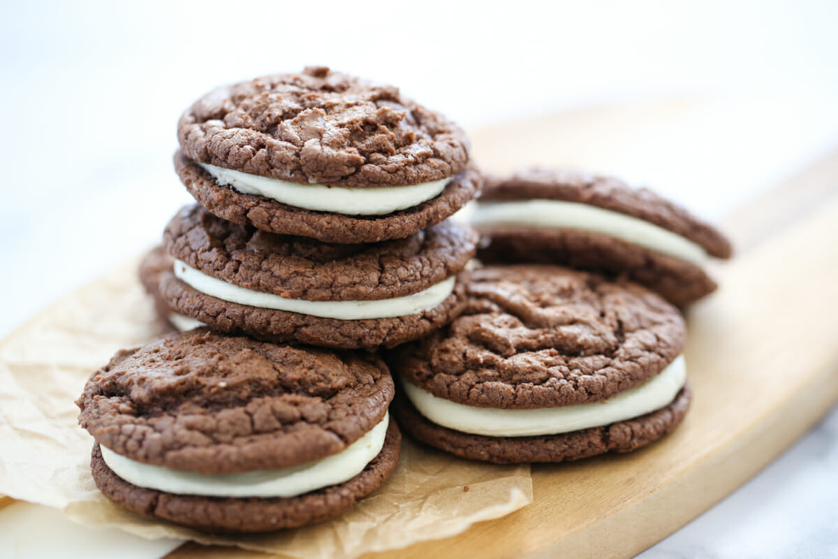 Homemade Oreos on a platter