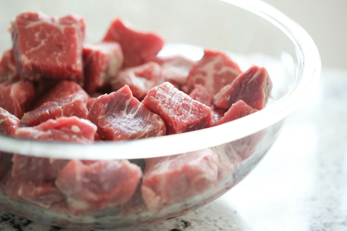 chopped sirloin in bowl