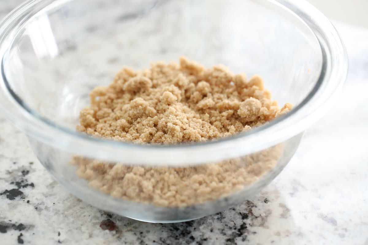 Crumble topping in a bowl