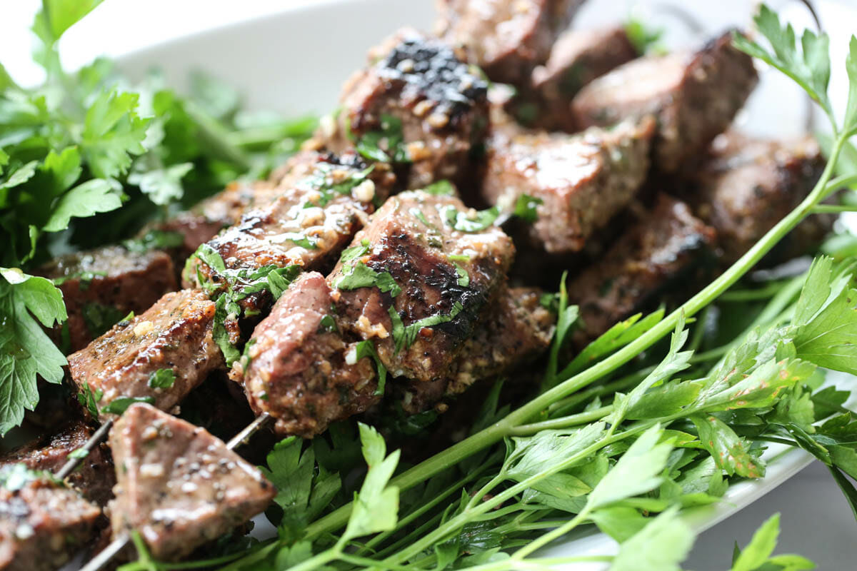 garlic sirloin skewers