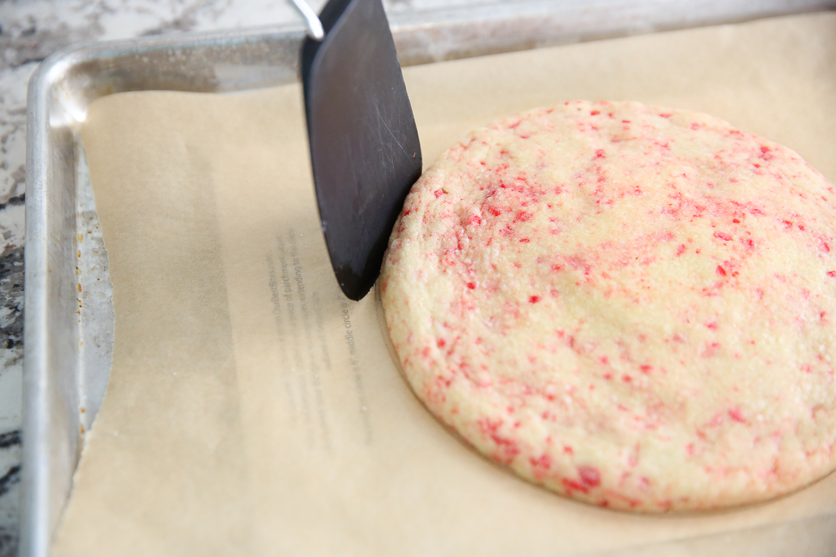 shaping a giant cookie