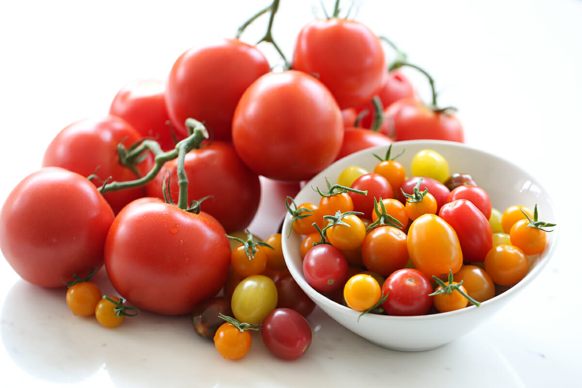 fresh tomatoes on a platter