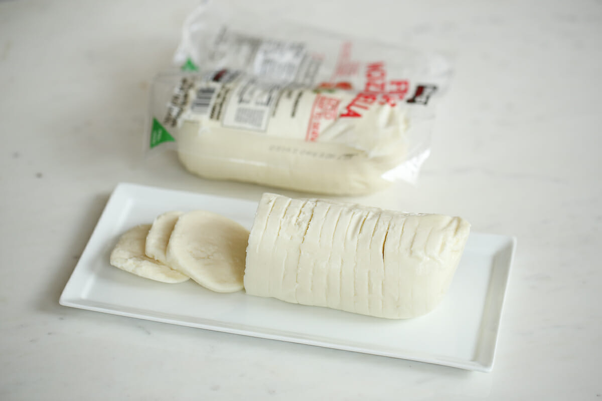 Fresh mozzarella sliced