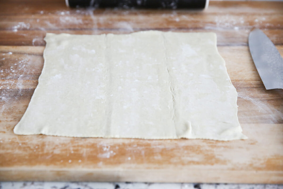 puff pastry on cutting board